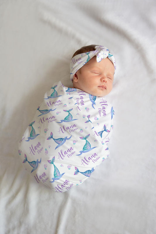 Mermaid Tail Swaddle Blanket, Ocean Life O4