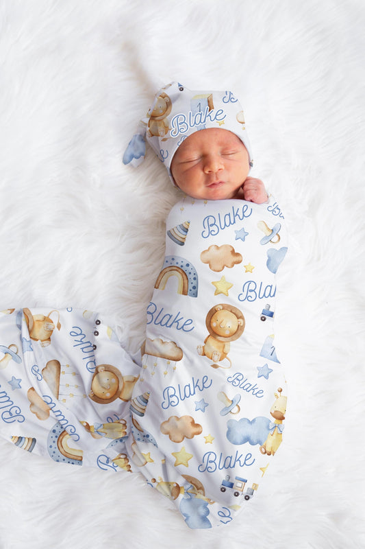 Safari Swaddle Set, Lion and Giraffe Nursery S40