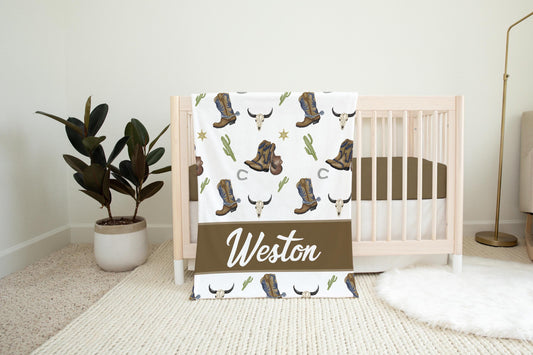 Cowboy Western Personalized Cowboy Baby Blanket, D8