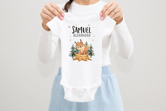 Squirrel Baby Bodysuit, Squirrel Bodysuit, Baby Shower Gift, Pregnancy Reveal Baby Shirt, Baby One Piece, Woodland Squirrel Outfit W39