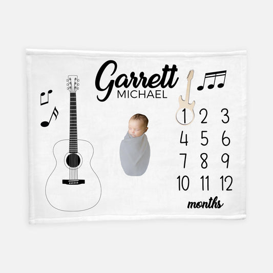 Guitar Baby Milestone Blanket, Music B39