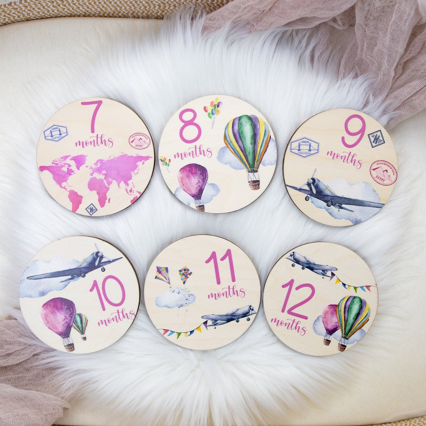 World Map Wood Milestone Cards, Adventure Awaits Nursery Theme T4