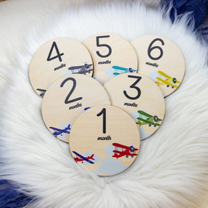 Adventure Awaits Airplane Wood Milestone Cards and Markers T50