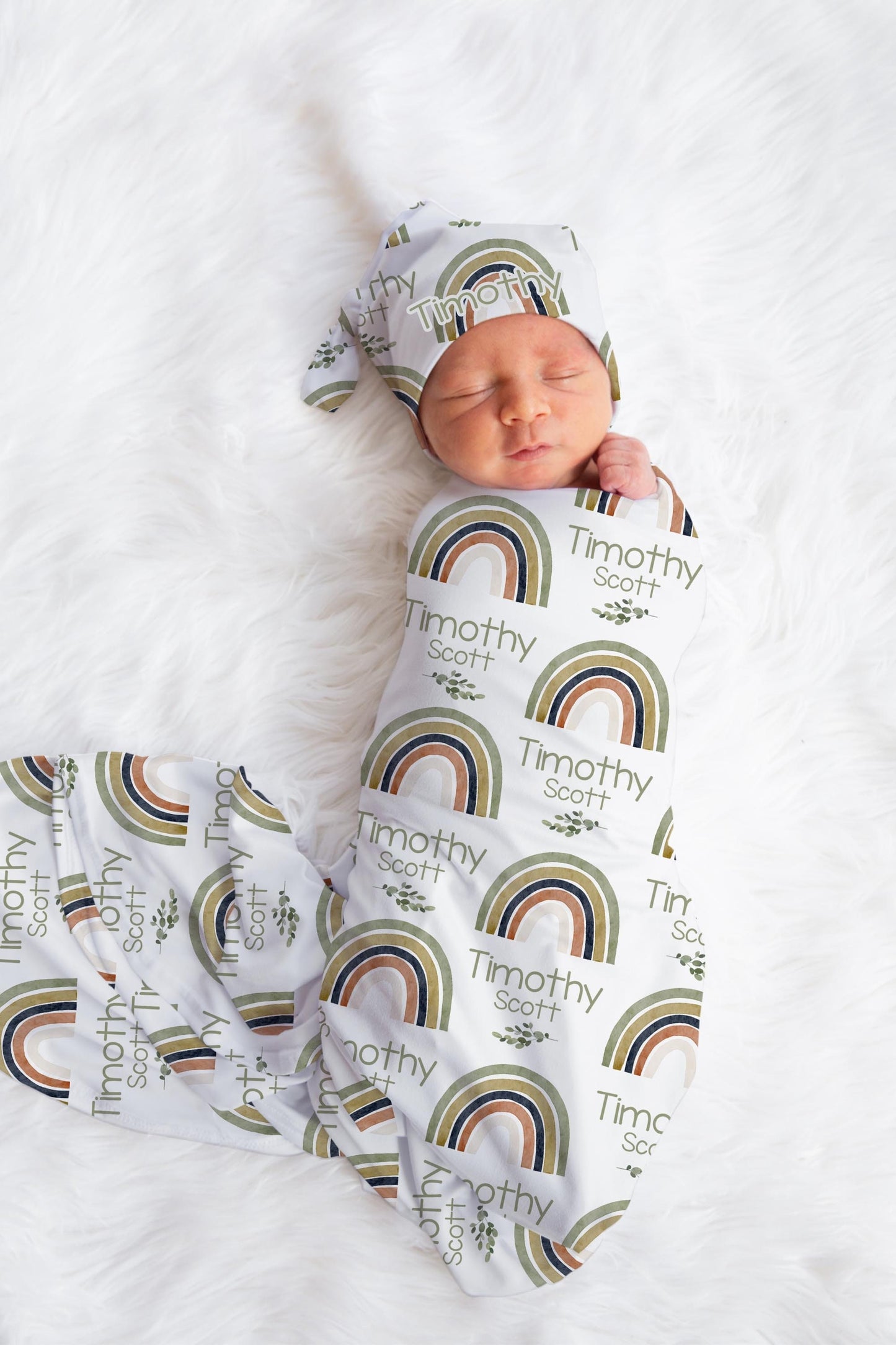 Green Rainbow Swaddle Set, Neutral T45