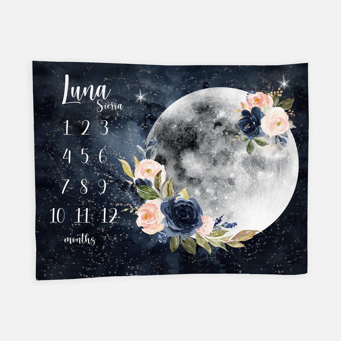 Floral Moon Baby Milestone Blanket, T49