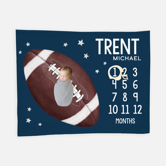 Football Baby Milestone Blanket, B43