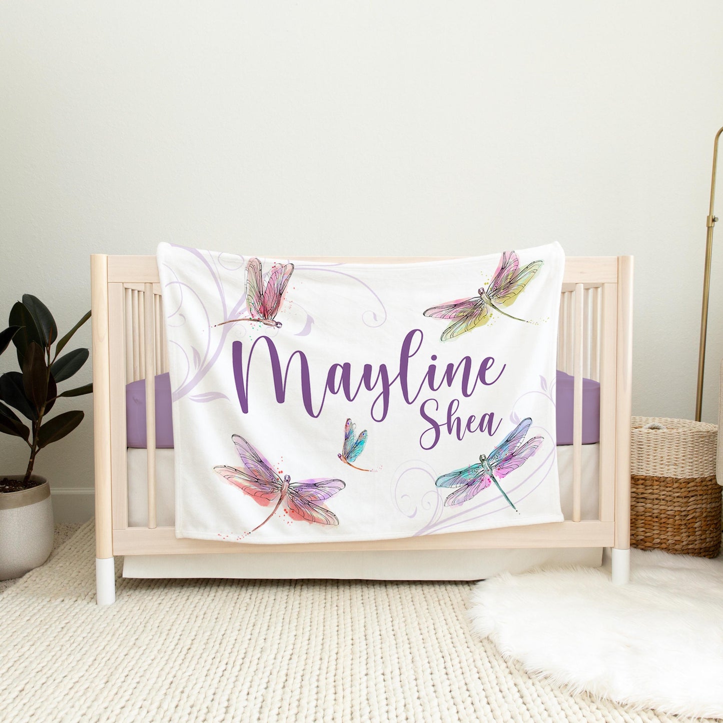 Dragonfly Girl Nursery Baby Blanket, G39