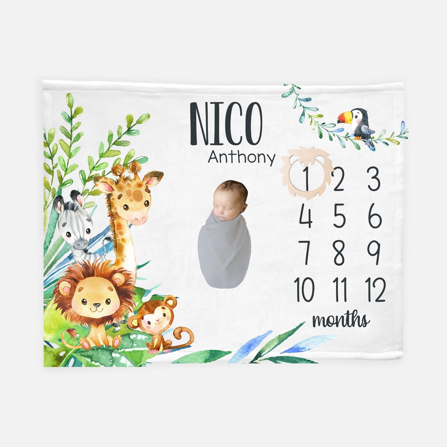 Safari Milestone Blanket, Gender Neutral S3