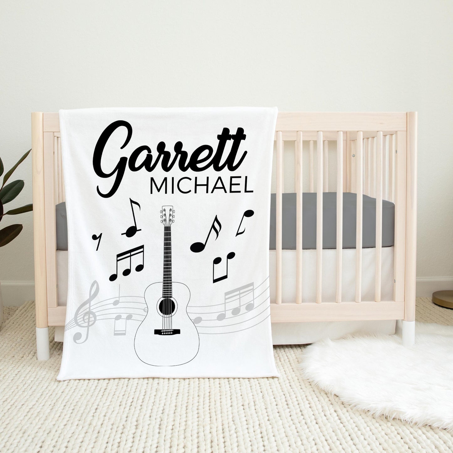 Guitar Nursery Baby Blanket, Music B39