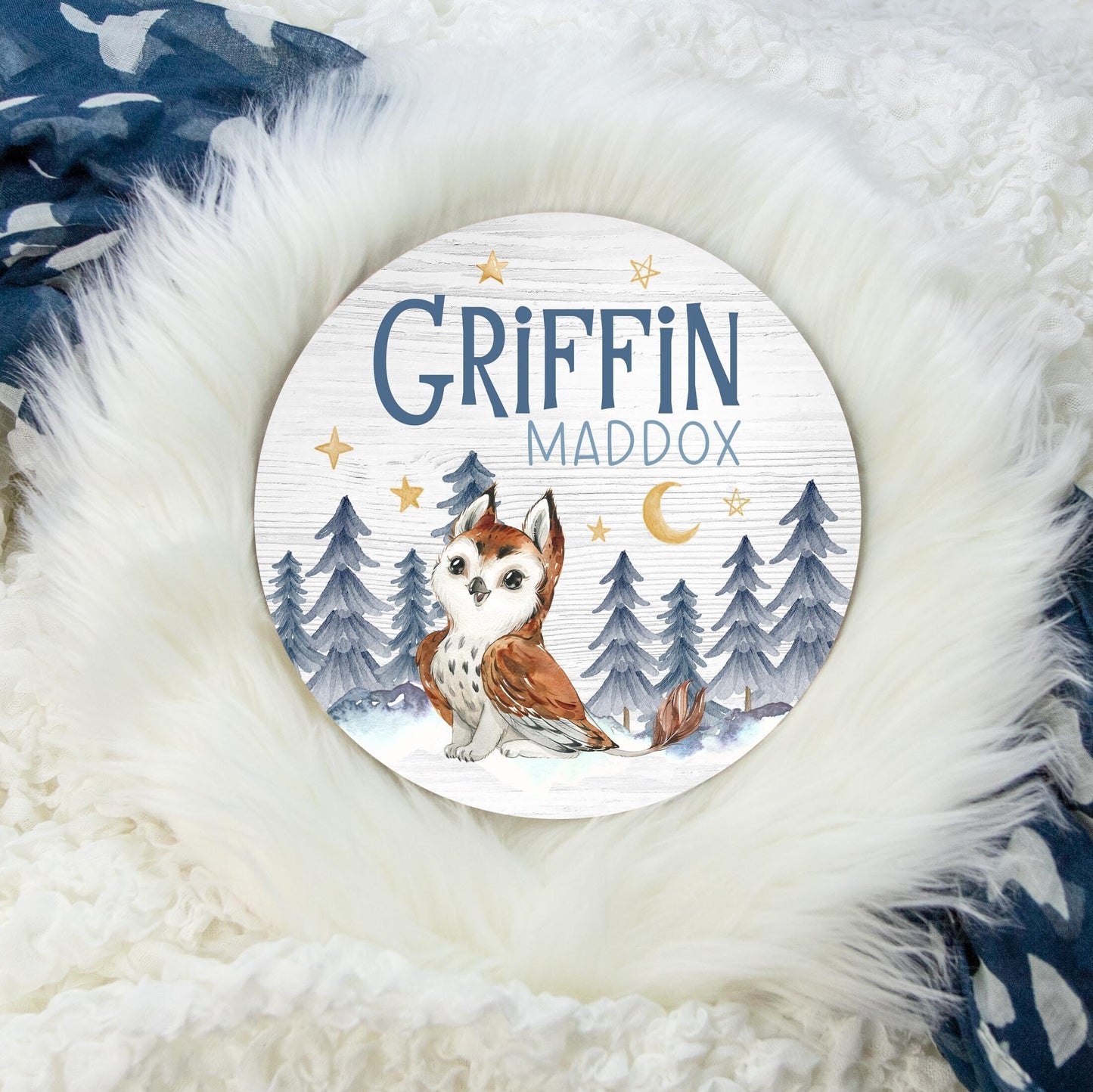 Griffin Round Wood Name Sign, B42