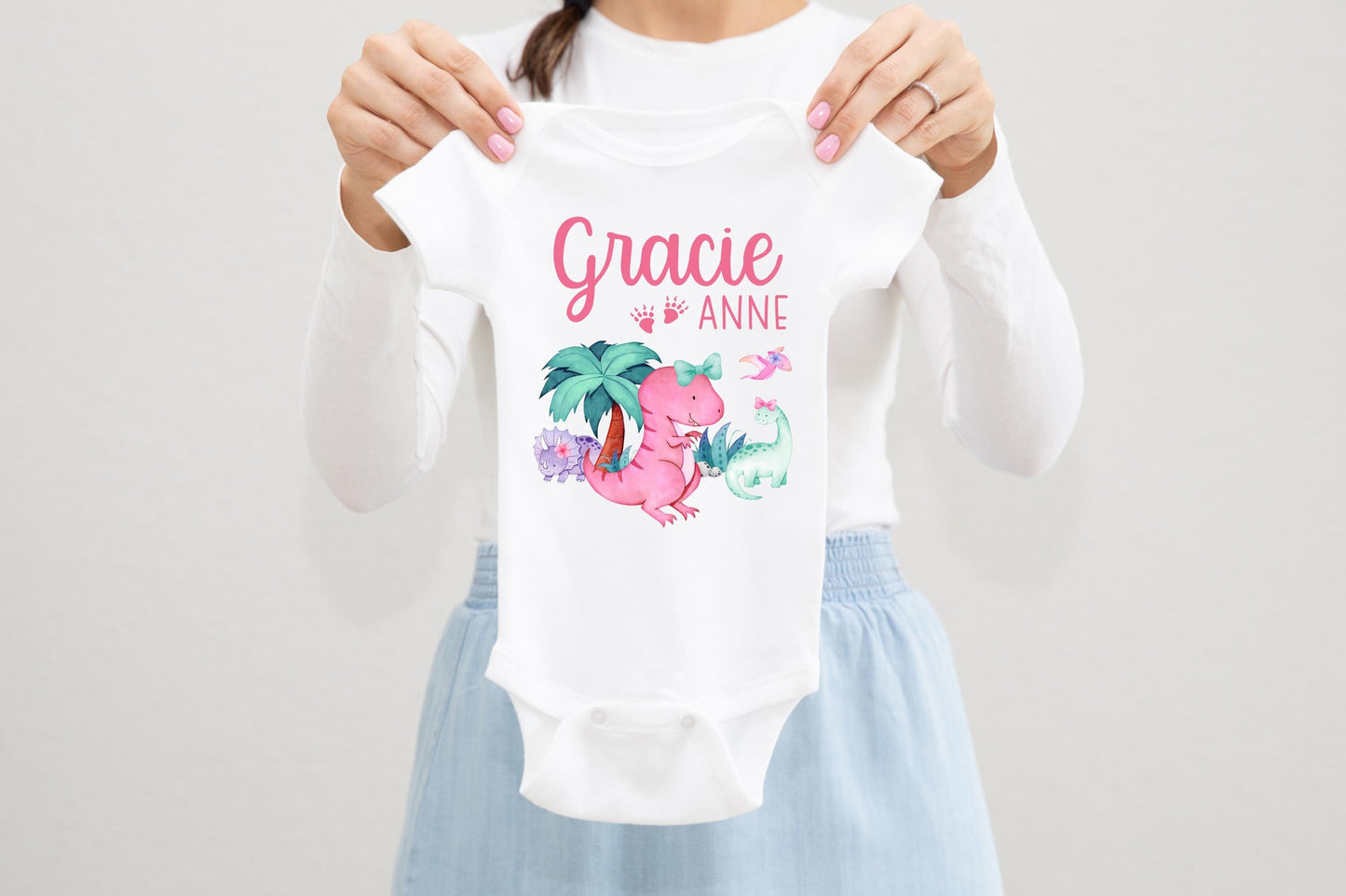 Girl Dinosaur Baby Bodysuit, B23