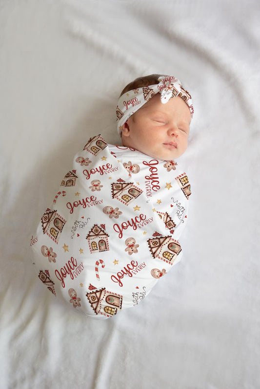 Christmas Swaddle Set Gingerbread Theme