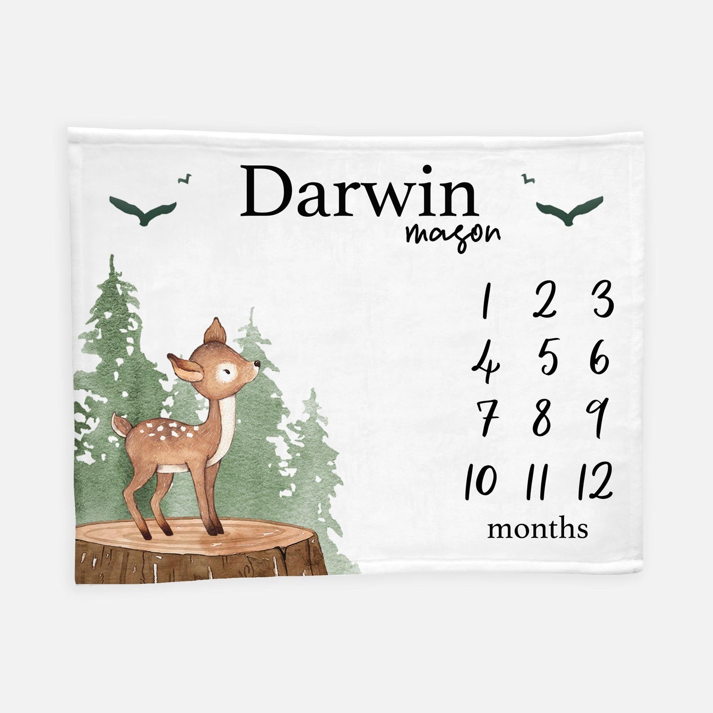 Deer Baby Boy Milestone Blanket, W40