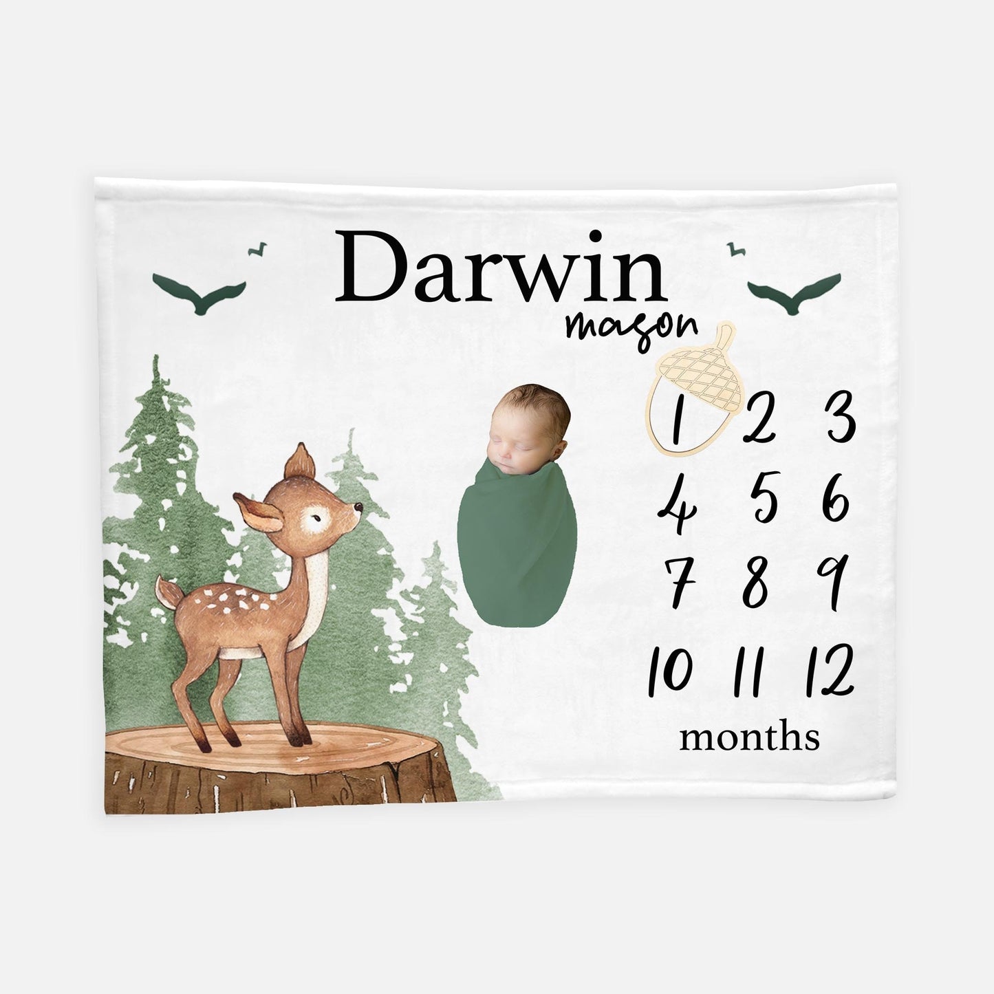 Deer Baby Boy Milestone Blanket, W40