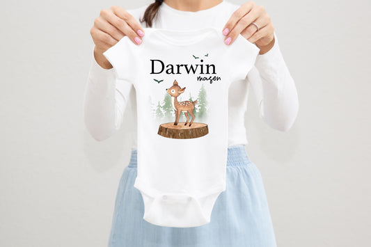 Woodland Deer Baby Bodysuit, Bodysuit, Baby Shower Gift, Pregnancy Reveal Baby Shirt, Baby One Piece, Woodland Baby Outfit W40