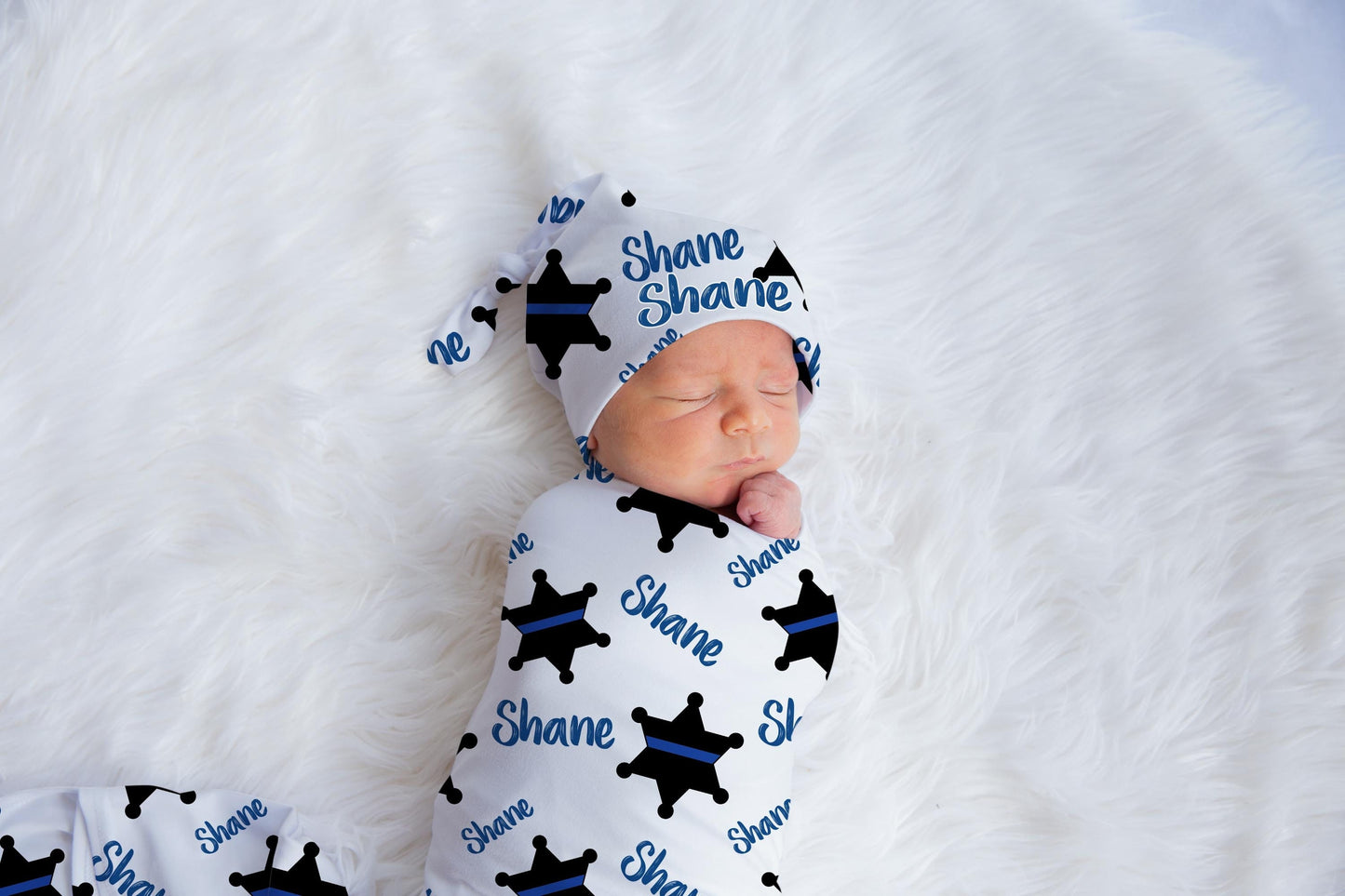 Sheriff Swaddle Set, Police Sheriff Badge Blanket B17