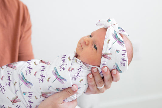 Lavender and Mint Dragonfly Swaddle Set, G39