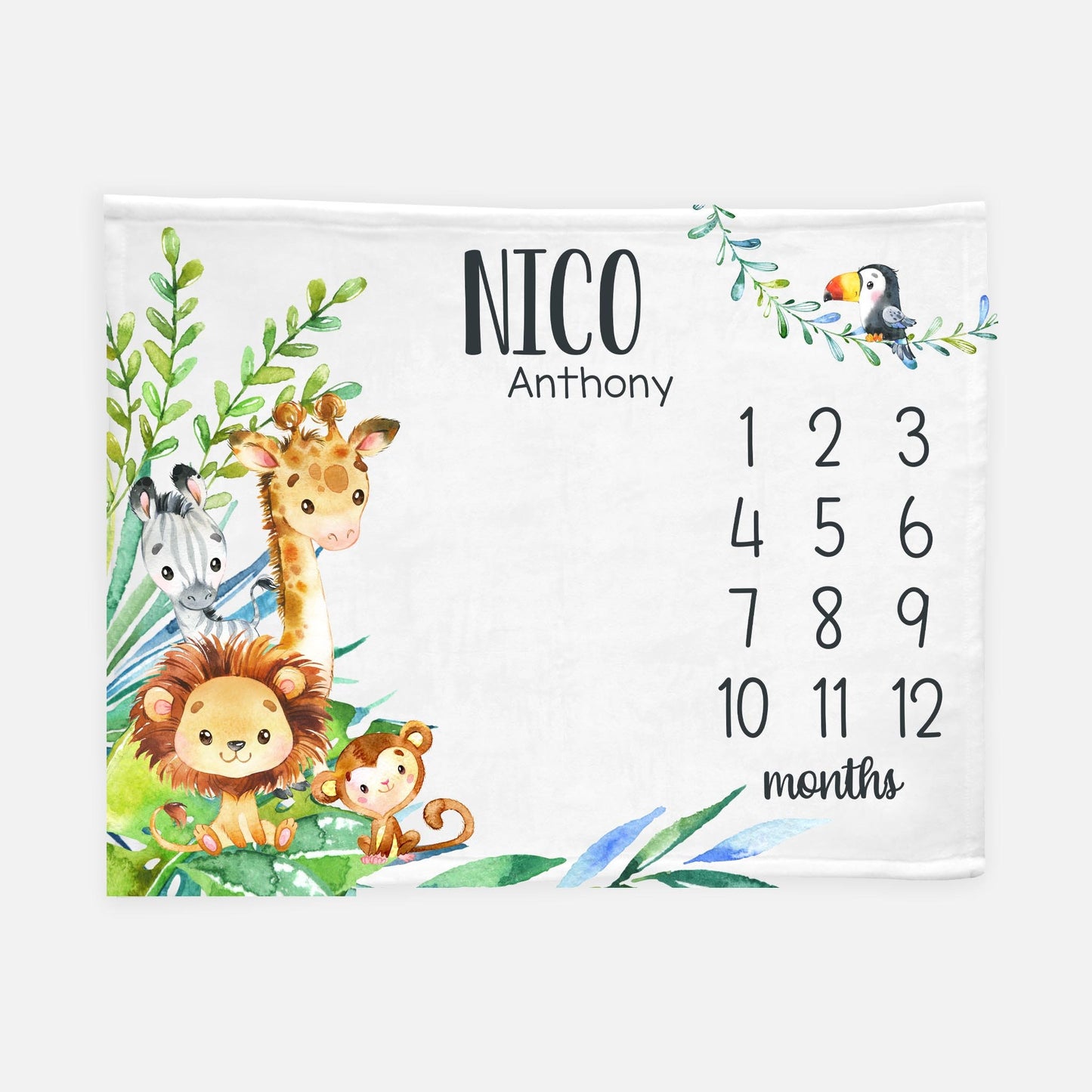 Safari Milestone Blanket, Gender Neutral S3