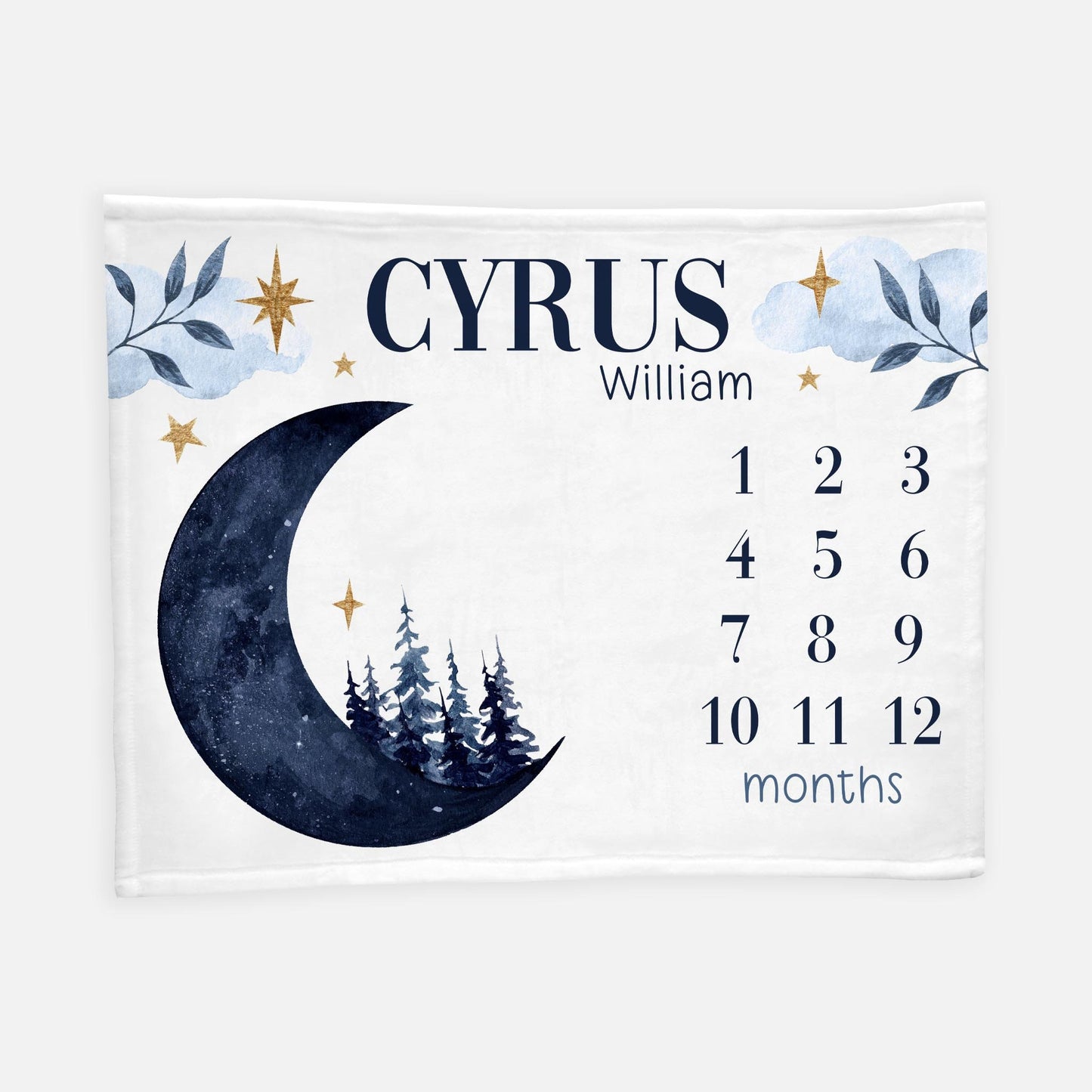 Moon and Stars Baby Milestone Blanket, Luna T15