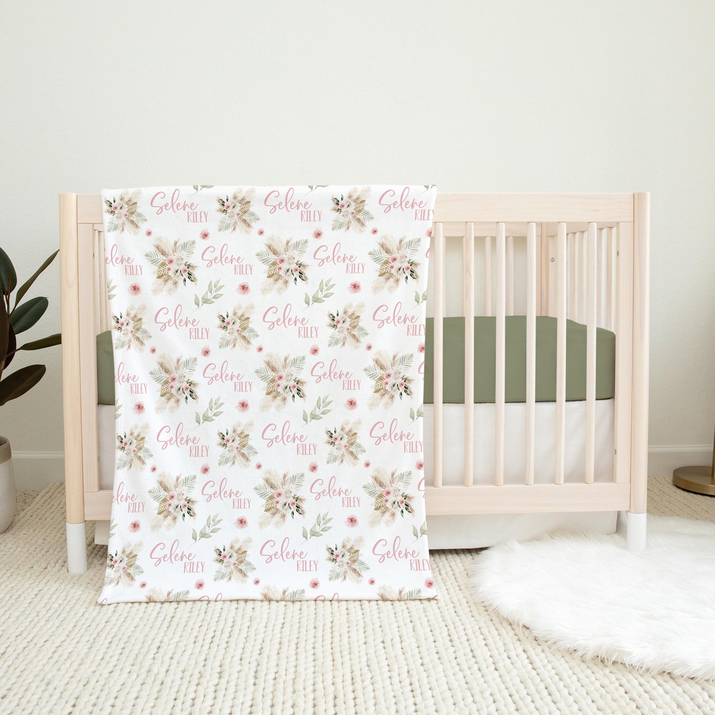 Boho Palm and Pampas Grass Swaddle Set, F79