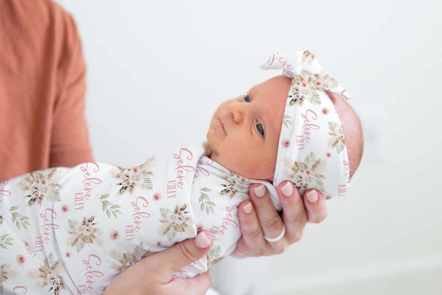 Boho Palm and Pampas Grass Swaddle Set, F79