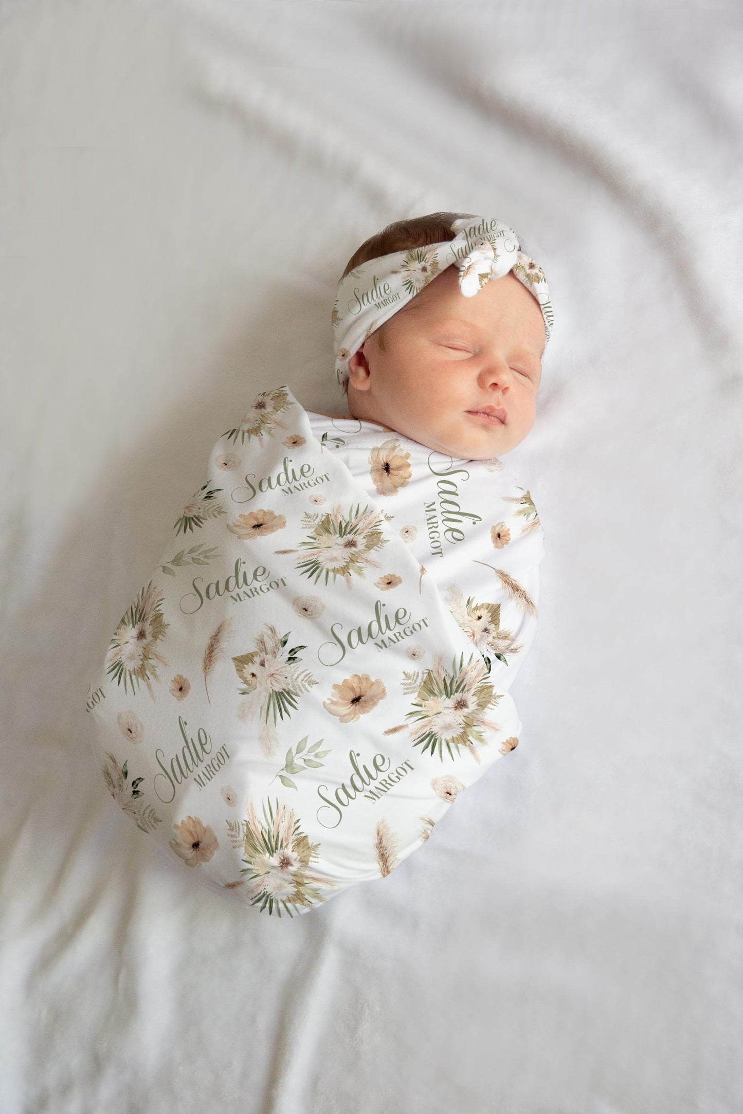 Boho Palm and Pampas Grass Swaddle Set, F77