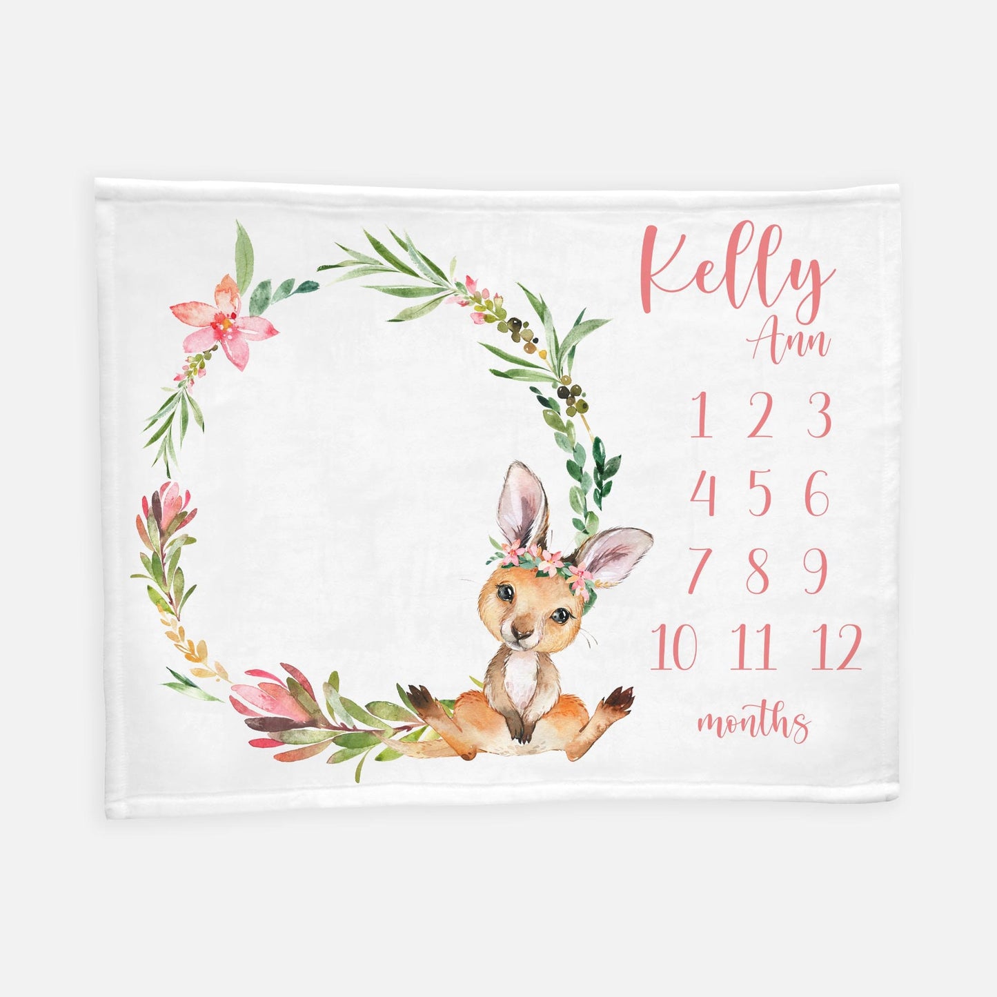 Kangaroo Baby Milestone Blanket, Girl S43