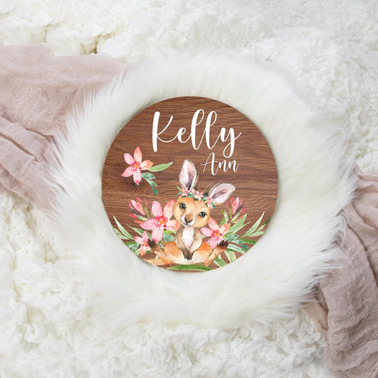 Kangaroo Round Wood Name Sign, S43