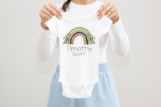 Green Rainbow Baby Bodysuit, Boho T45