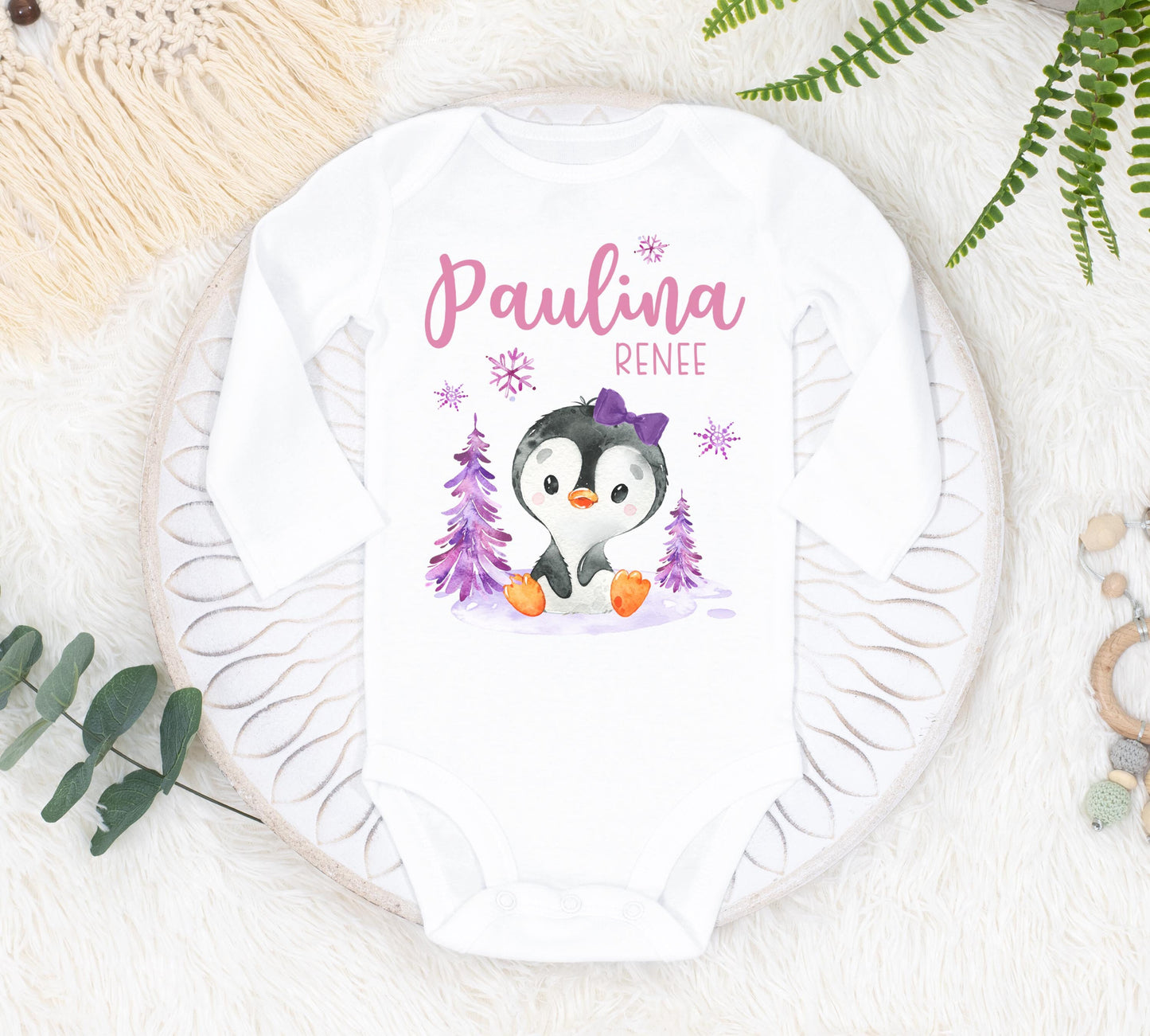 Girl Penguin Baby Bodysuit, O29