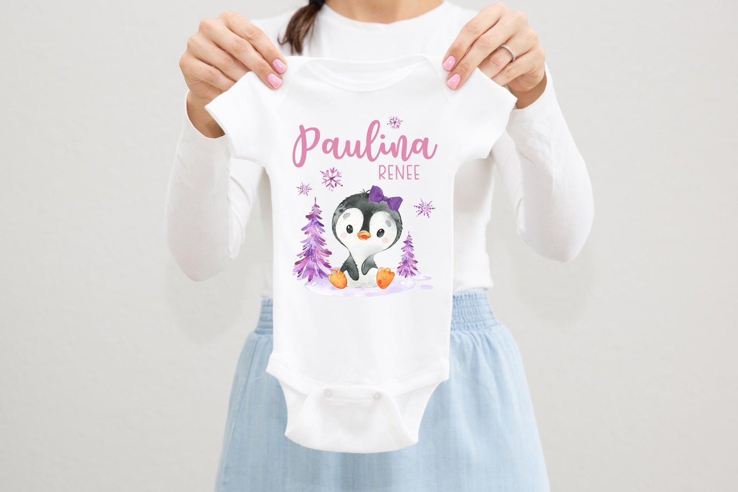 Girl Penguin Baby Bodysuit, O29