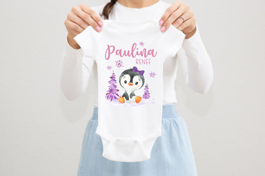 Girl Penguin Baby Bodysuit, O29
