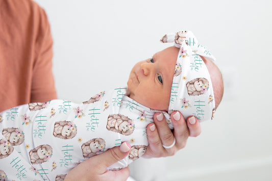 Girl Hedgehog Swaddle Set, Woodland W42