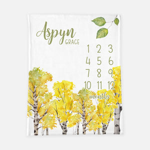 Aspen Birch Trees Milestone Blanket, Forest W41