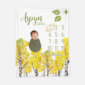 Aspen Birch Trees Milestone Blanket, Forest W41