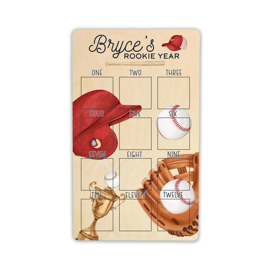 Baseball First Birthday Sign, Wood B35