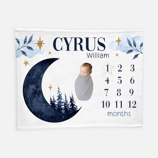 Moon and Stars Baby Milestone Blanket, Luna T15