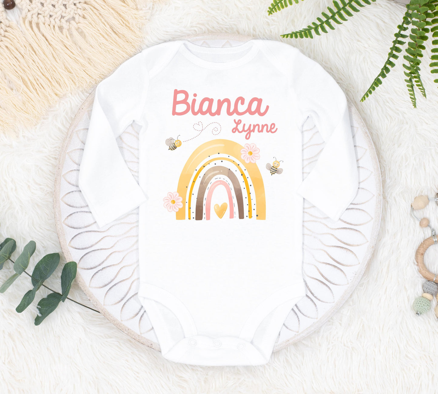 Honey Bee Rainbow Baby Bodysuit, G40