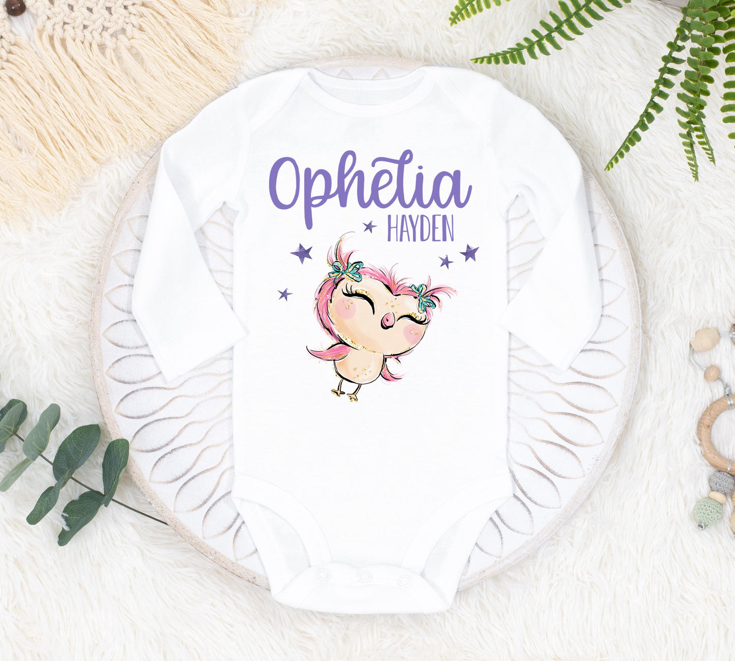 Girl Owl Baby Bodysuit, Pink Owl Bodysuit, Baby Shower Gift, Pregnancy Reveal Baby Shirt, Girl Owl Baby Outfit, Owl One Piece W20