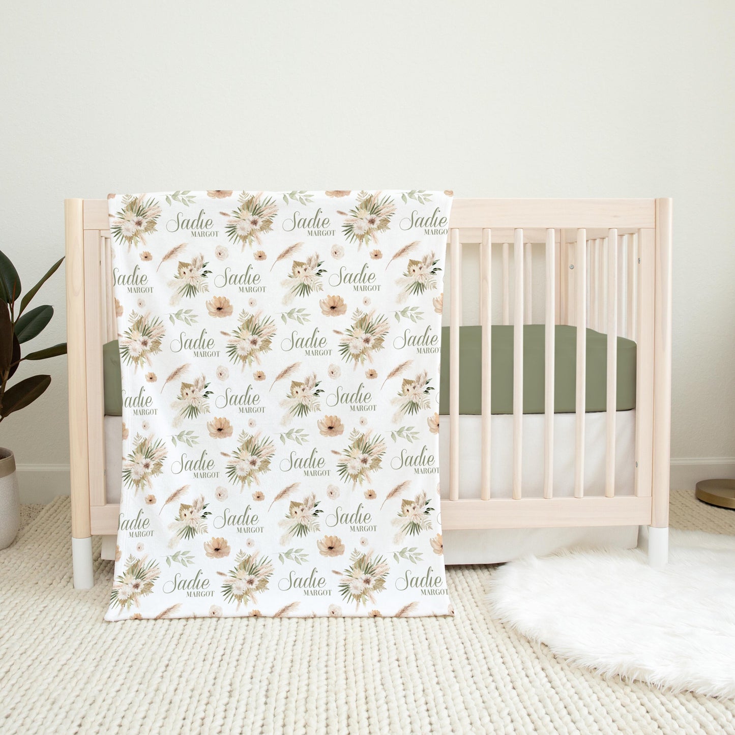 Boho Palm and Pampas Grass Swaddle Set, F77