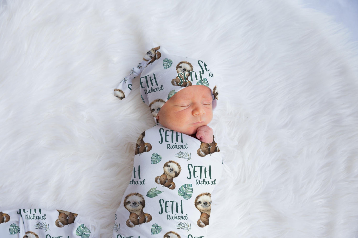 Boy Sloth Jungle Swaddle Set, S45