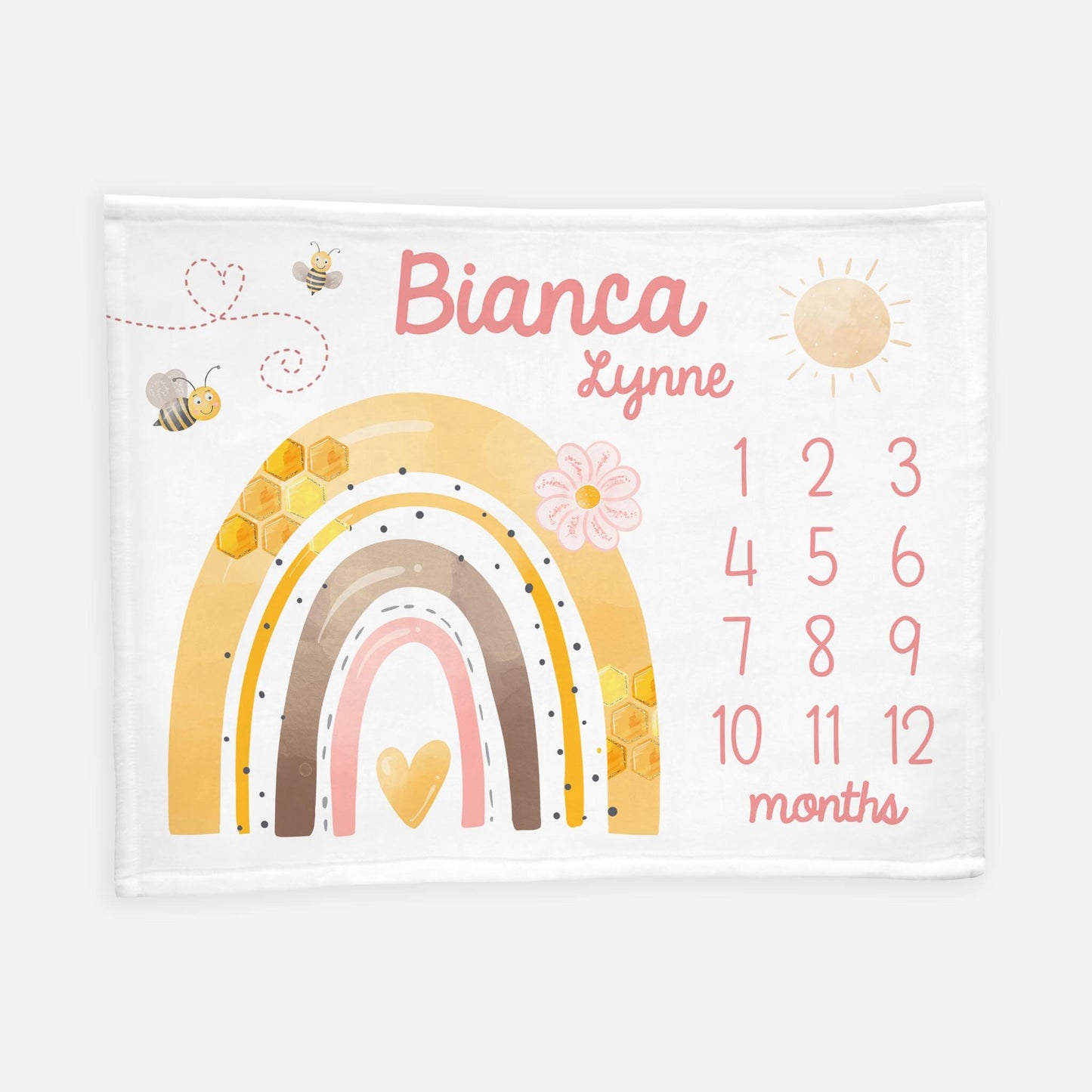 Honey Bee Baby Milestone Blanket, Girl G40