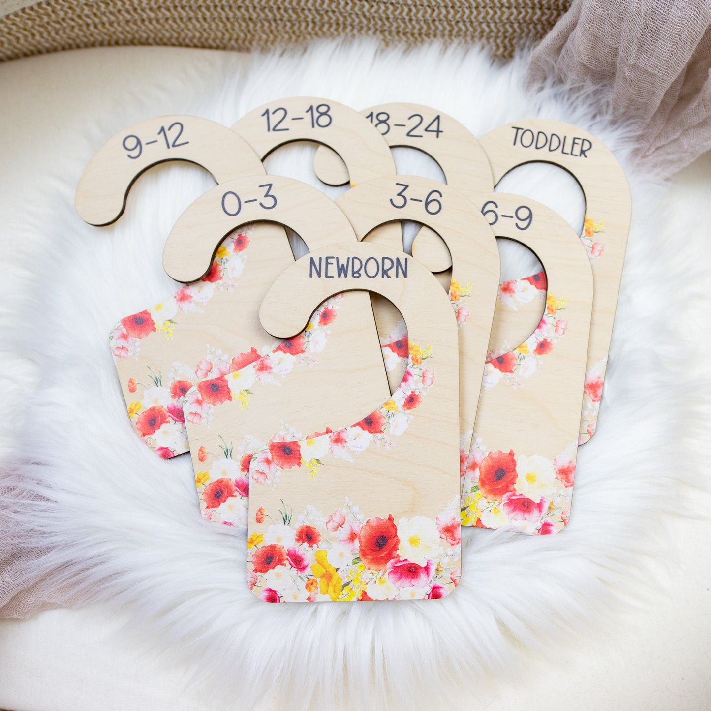 Poppy Floral Wood Clothing Dividers, F80