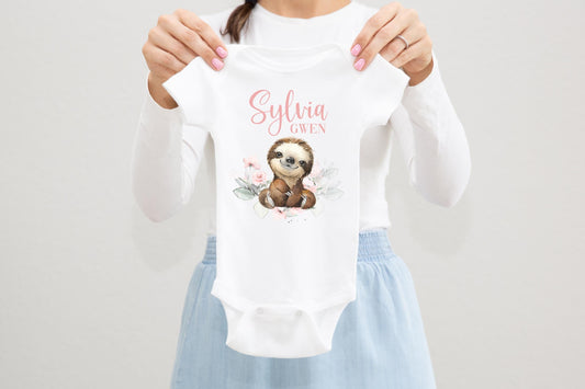 Girl Sloth Baby Bodysuit, S45