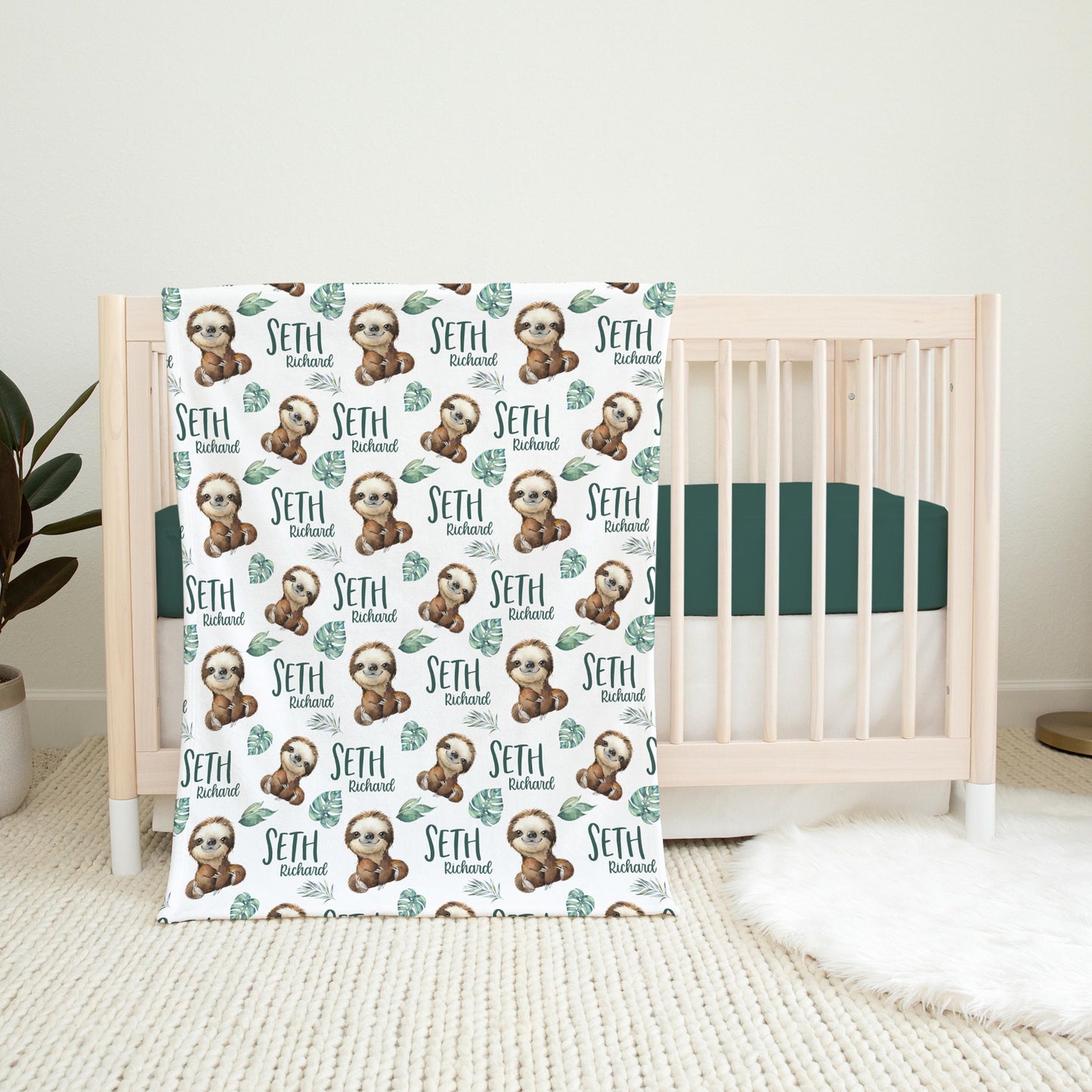 Boy Sloth Jungle Swaddle Set, S45