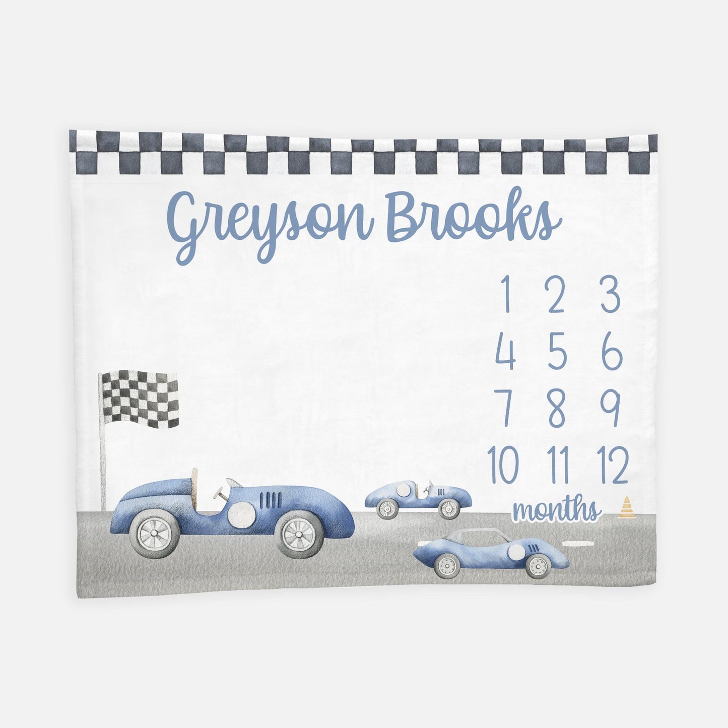 Race Car Baby Milestone Blanket, Vintage T56