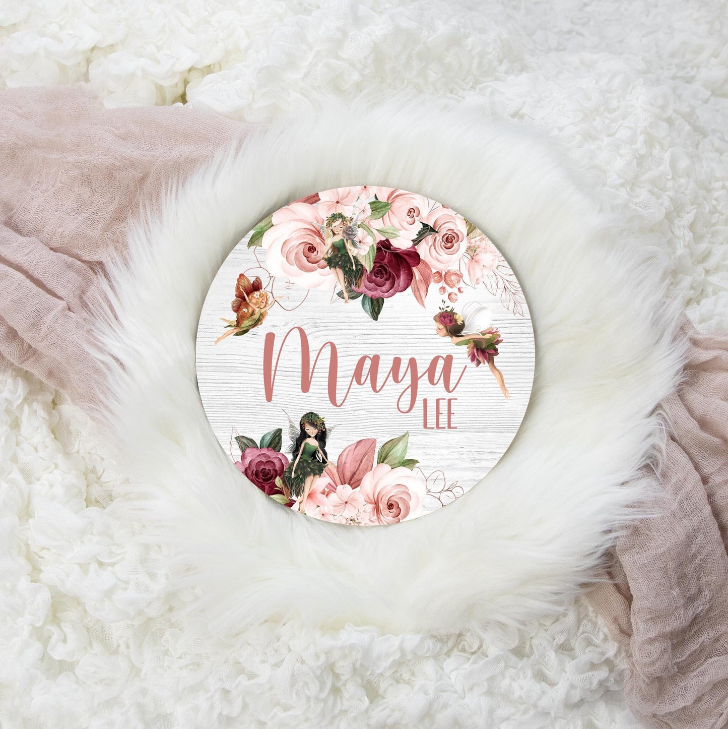 Fairy Round Wood Name Sign, F84