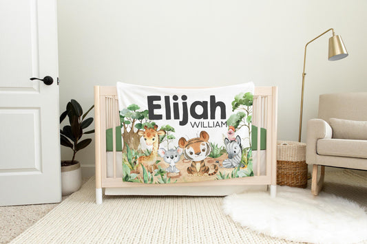 Safari Blanket, Tiger, Giraffe, Zebra, Koala Crib Bedding S47