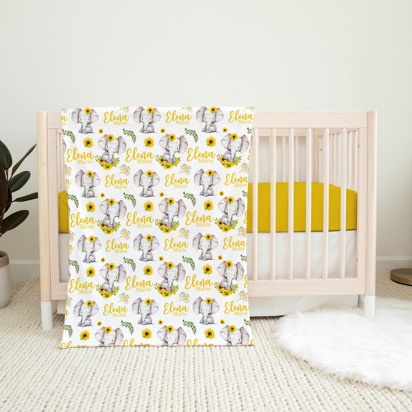 Sunflower Elephant Swaddle Set, S29