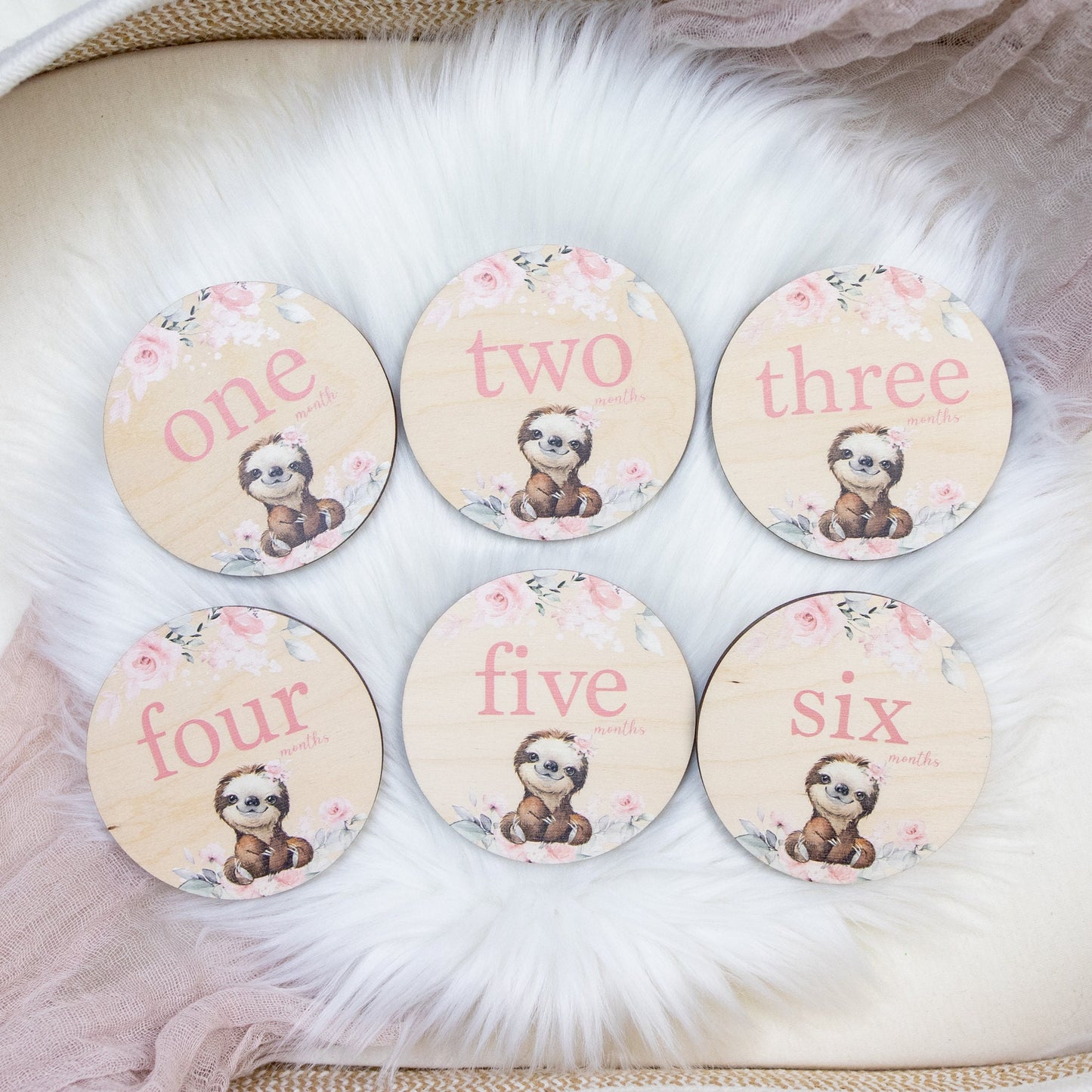 Girl Sloth Wood Milestone Cards, S45